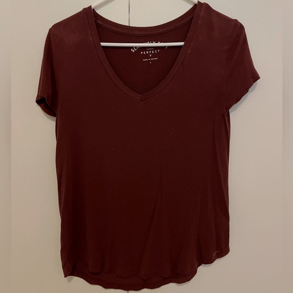 Maroon V-neck Tee
